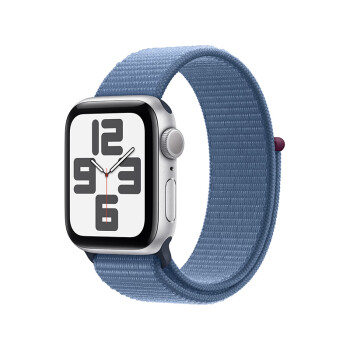 Apple/苹果 Watch SE 2023款智能手表GPS款40毫米银色铝金属表壳凛蓝色回环式运动型表带 MRE33CH/A