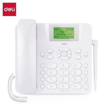 得力（deli）GP101电话机家用无线移动座机4G全网通插卡录音来电报号音量 白色