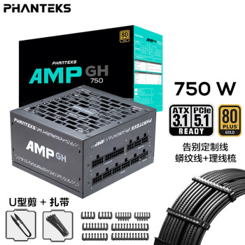 PHANTEKS追风者AMP GH金牌750W全模组机箱电源(ATX3.1/原生PCI-E5.1/蟒纹线/理线梳/全日系电容/4090)