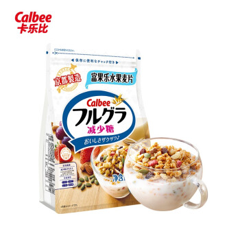 卡乐比Calbee 日本进口 冲饮谷物零食 营养早餐燕麦片 减少糖味水果麦片600g 年货送礼
