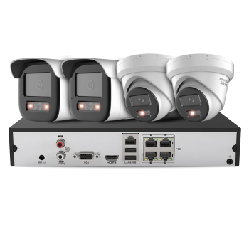 海康威视监控器摄像头4路套装400万2K高清星光夜视室外录音网线供电手机远程6T硬盘3T46解决方案