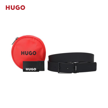 HUGO男士2024夏季新款针扣加牌扣双面皮革腰带