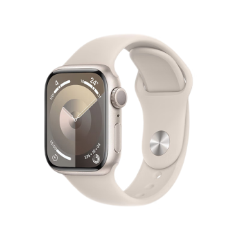 Apple/苹果【24期免息】Watch Series 9智能手表GPS款41毫米星光色铝金属表壳运动型表带S/M MR8T3CH/A