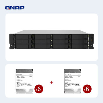 威联通（QNAP）TS-1232PXU四核CPU单电源机架12盘位NAS磁盘阵列网络存储器私有云（含硬盘16T*12=192T）