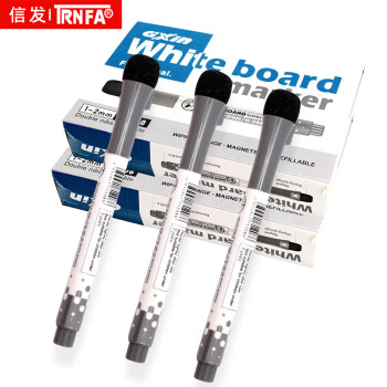 信发（TRNFA）单头白板笔 黑板笔水性马克笔彩色笔 可擦拭带棉擦磁铁可吸附 12支/黑色