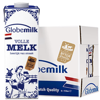 荷兰原装进口 荷高Globemilk 3.7优乳蛋白全脂纯牛奶1L*6 整箱装
