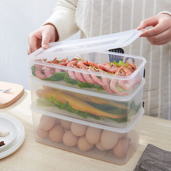 畅宝森冰箱收纳盒装面条鸡蛋盒子食品冷冻盒厨房收纳保鲜盒#3.3L白盖款 3个起售 BD05