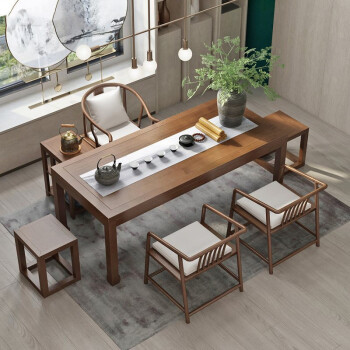 古峪茶桌椅组合新中式功夫茶几泡茶台实木大板桌客厅原木现代喝茶桌