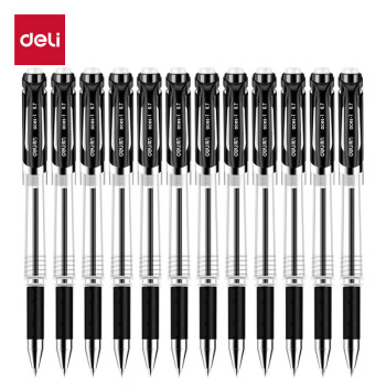 得力 0.7mm办公中性笔水笔签字笔 办公用品 12支/盒DL-S20黑