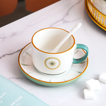 裕行维也纳咖啡具欧式陶瓷杯子茶具简约咖啡杯精致陶瓷/1杯1碟1勺