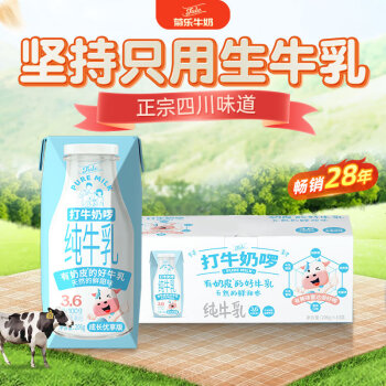 菊乐打牛奶啰纯牛奶高品质儿童早餐奶3.6g优质乳蛋白健康奶206g*10盒