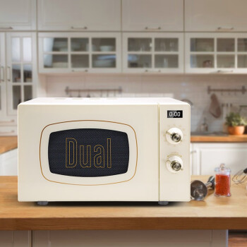 帝而（Dual）DIK55 复古微波炉烤箱一体机 家用光波炉机械电子控制平板式小型20升 古典白