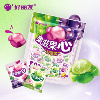 好丽友 果滋果心 软糖230g/袋*3 青/紫葡萄味 学生儿童糖果 包装随机