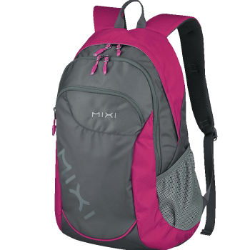 米熙mixi14英寸电脑包双肩包女大容量旅行包休闲运动背包20吋玫红5005