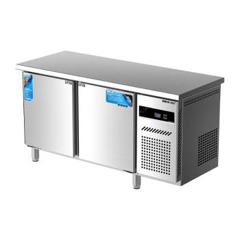 麦大厨 冷藏保鲜工作台商用厨房奶茶店吧台不锈钢大容量直冷双门操作台冰柜 MDC-B24-BX18-0.6