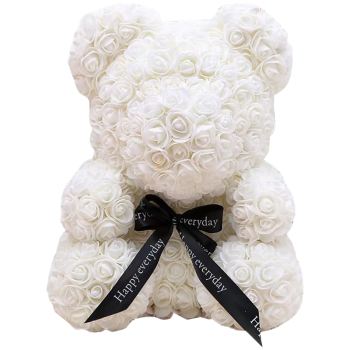 情深深生日礼物女永生花送女友老婆结婚纪念520朵玫瑰白熊走心装饰摆件