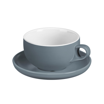 SIMELO咖啡杯拉花杯专用陶瓷杯拿铁杯下午茶大口径杯碟套装陶瓷慧兰灰