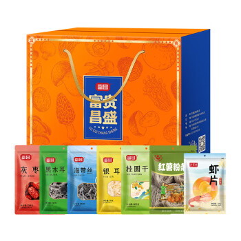 富昌食品 富贵昌盛-圆满大礼包A1490g 红薯粉条海带丝虾片干货礼品