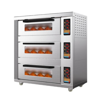 苏勒 烤箱商用大容量大型单双炉烘焙燃气一二三层四六八九盘电烤箱 全钢机身电脑款【三层六盘】