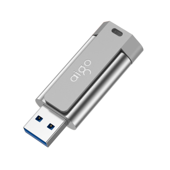 爱国者（aigo）128GB USB3.2 U盘 U332 背夹式 伸缩优盘 年轻双色好搭配 深空灰