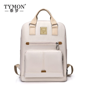 泰梦TYMON星芒O系列潮流女款双肩包15.6英寸笔记本电脑包学生书包 米白色
