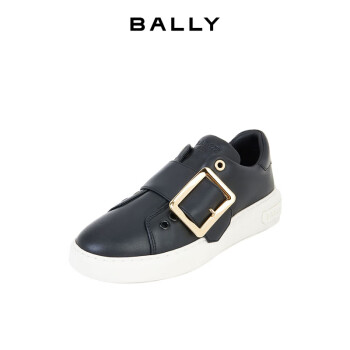 巴利（BALLY）送女友 女士牛皮徽标环扣休闲鞋黑色 MISTY 6301923