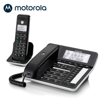 MOTOROLA摩托罗拉 数字无绳录音电话机 子母机一拖一 办公家用 通话录音可扩展子机C7001C（黑色）RH.