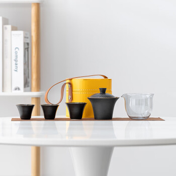 蒋莱（JANLA）榜眼堂茶具简约便携式陶瓷 黄色包黑色茶具 其他颜色款式联系客服