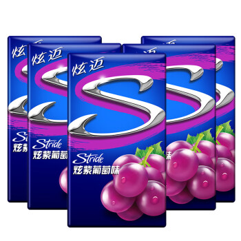 炫迈（Stride）无糖口香糖 紫葡萄味28片(50.4g)*5盒 休闲零食美味持久包装随机