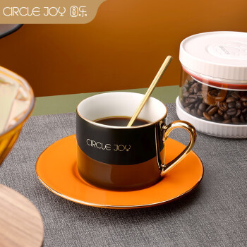 圆乐（circle joy）陶瓷咖啡杯碟套装 欧式奢华金边陶瓷水杯西式红茶杯早餐杯牛奶杯