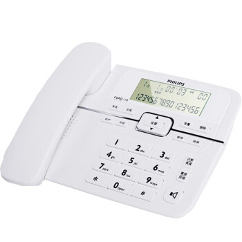飞利浦电话机座机 固定电话 办公家用 来电显示 双接口 免电池 CORD118白色