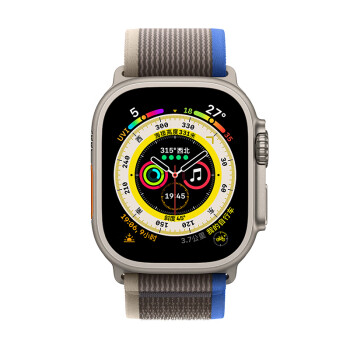 Apple/苹果 Watch Ultra 智能手表GPS+蜂窝款 49毫米钛金属表壳蓝配灰色野径回环式表带S/M MNHT3CH/A