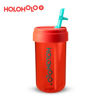holoholo便携吸管杯 高颜值透明水杯男女成人随行杯Tritan材质杯子咖啡杯礼物礼品 西瓜红450ML
