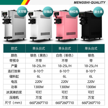 猛世冰淇淋机商用大容量雪糕机全自动台式三头甜筒圣代软冰激凌机粉色MS-S20TC-S