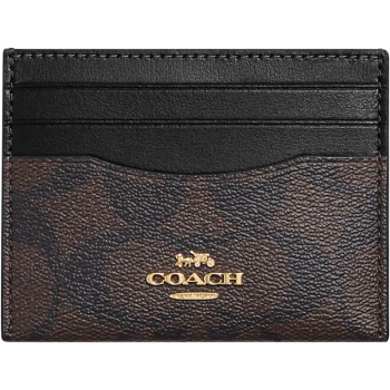 蔻驰（COACH）【品牌直供】520礼物女士证件包卡包PVC配皮深棕拼色CH415IMAA8