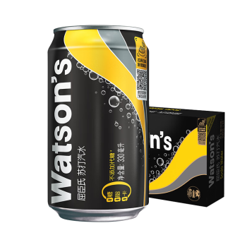 屈臣氏（Watsons）苏打汽水 经典原味黑罐 0糖0脂0卡 气泡饮料 330ml*24罐 整箱装