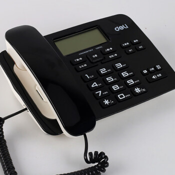 得力(deli)电话794坐式固定电话机家用办公室商务座式有线单机来电显示大容量储存大屏显示黑色