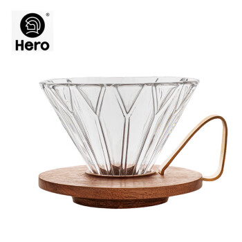Hero英雄菱镜胡桃木滤杯手冲咖啡过滤器滴滤分享壶日式复古咖啡滤杯