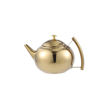 Homeglen 餐厅加厚不锈钢小茶壶饭店专用茶水壶带滤网泡茶壶 金色明珠壶1L