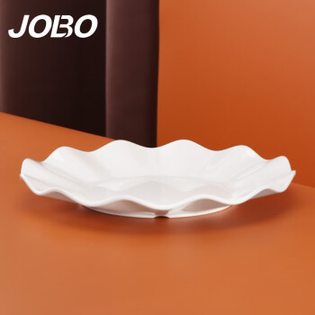 巨博（JOBO）商用密胺盘子花边荷叶菜盘加厚9英寸22.7cm 白色1个装5个起售