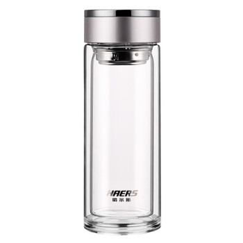哈尔斯玻璃杯 双层玻璃水杯 300ml 银色 HBL-W-300-73