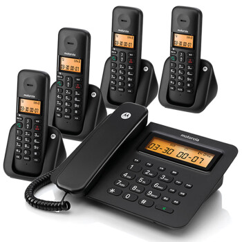 摩托罗拉（Motorola） C2601C数字无绳电话机无线座机子母机办公家用 一拖四 黑色