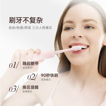 舒摩斯（CAREMOS） 电动牙刷成人 软毛声波震动牙刷 三种模式 Ola欧拉 IPX7等级防水 浅粉色