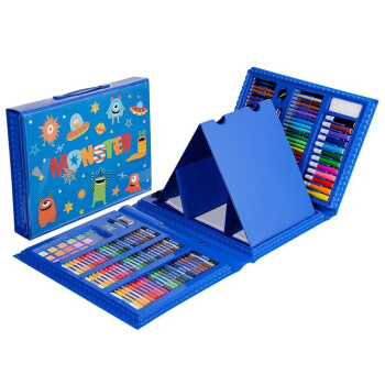凯蒂卡乐（KIDDYCOLOR）儿童绘画套装礼盒画画工具小学生水彩笔画笔美术生日礼物 176件绘画套装 蓝色盒子