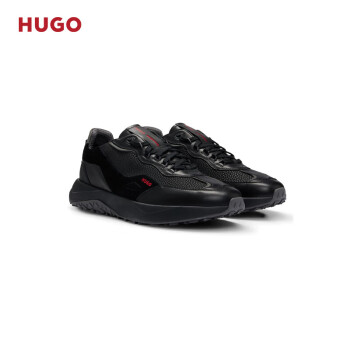 HUGO【礼物】男士2024春夏新款人造皮革混合材质休闲运动鞋