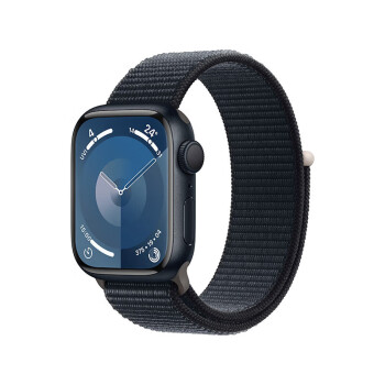 AppleWatch Series 9 (GPS)45 毫米午夜色铝金属表壳午夜色回环式运动表带