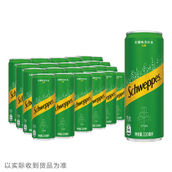 可口可乐（Coca-Cola）怡泉 Schweppes 无糖零卡 柠檬味 苏打水 330ml*24罐 调酒