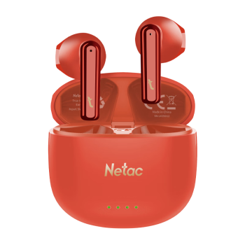朗科（Netac）LK35真无线蓝牙耳机 音乐降噪通话 游戏运动超长续航 小巧半入耳式蓝牙5.3安卓苹果手机通用中国红