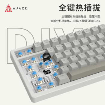 黑爵（AJAZZ）AK992有线机械键盘 Gasket结构 拼色键帽 单色背光 电竞游戏笔记本 复古版 红轴\t