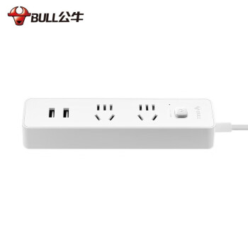 公牛（BULL）小白USB智能插座GNV-UUD122小巧便携插线板/插排/排插/接线板/拖线板1.8米五重防护GNV-UUD122